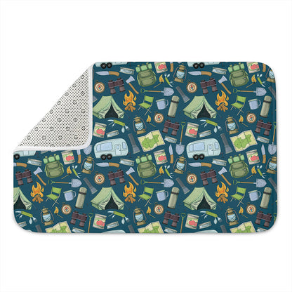 Camping Equipment Pattern Print Indoor Door Mat