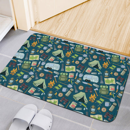 Camping Equipment Pattern Print Indoor Door Mat
