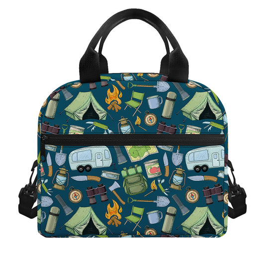 Camping Equipment Pattern Print Insulated Lunch Bag