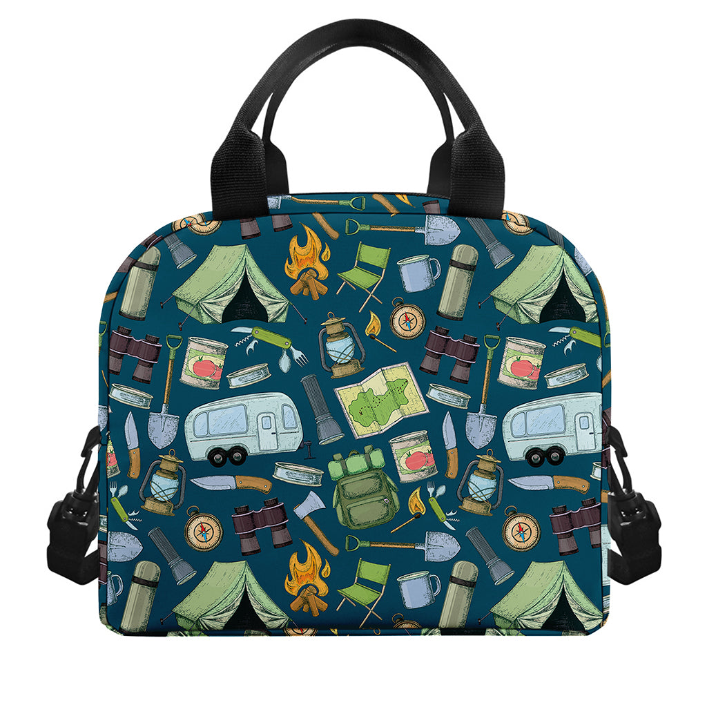 Camping Equipment Pattern Print Insulated Lunch Bag