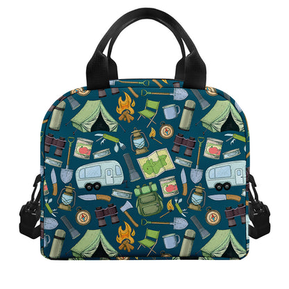 Camping Equipment Pattern Print Insulated Lunch Bag