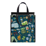 Camping Equipment Pattern Print Insulated Lunch Tote