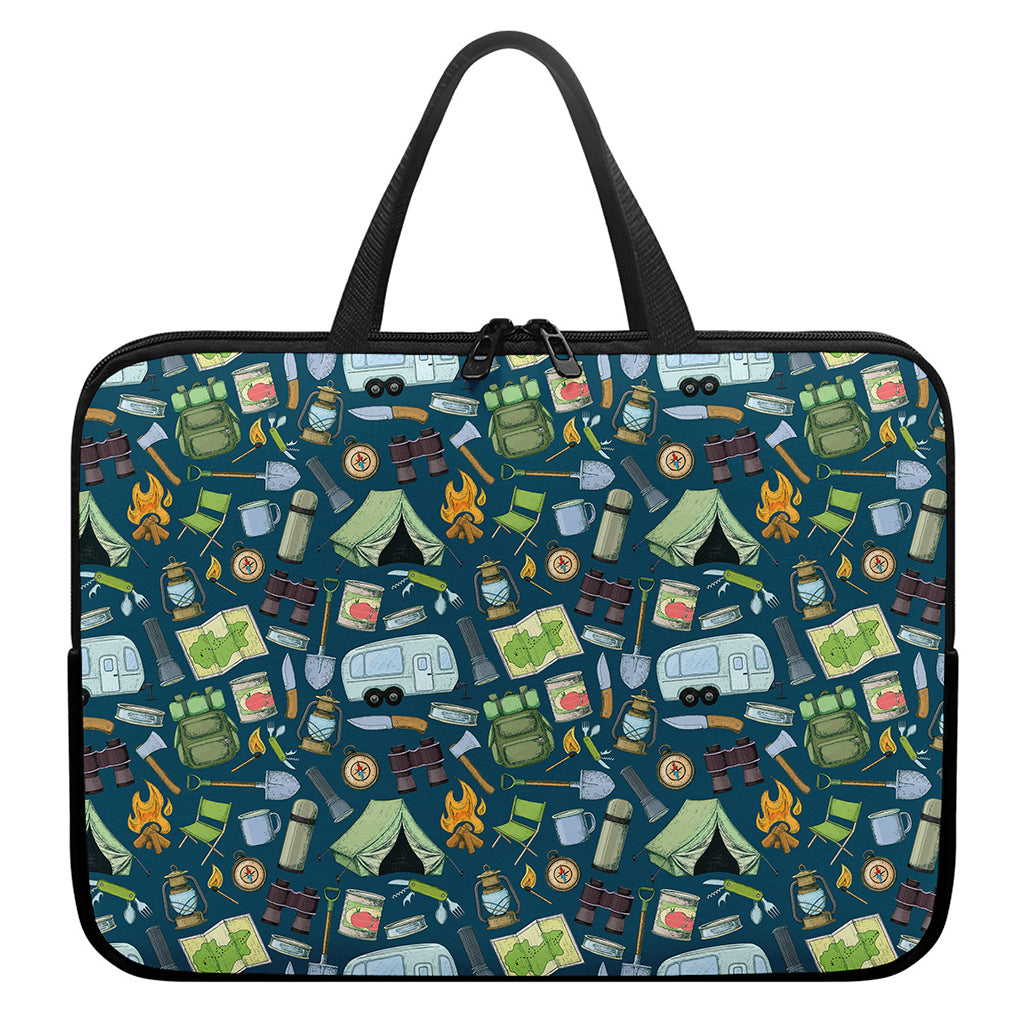 Camping Equipment Pattern Print Laptop Sleeve With Handle