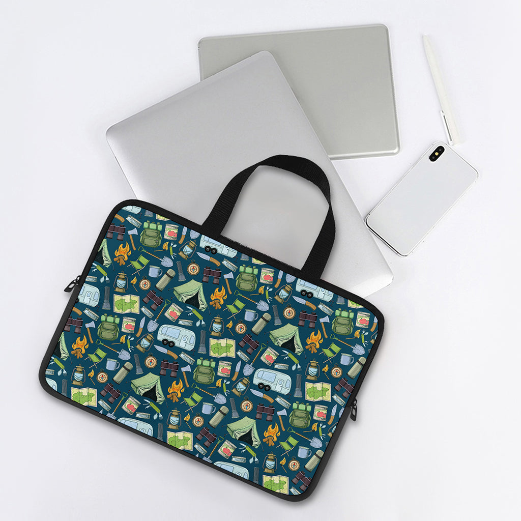 Camping Equipment Pattern Print Laptop Sleeve With Handle