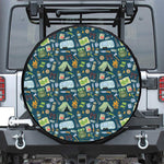 Camping Equipment Pattern Print Leather Spare Tire Cover
