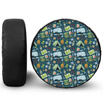 Camping Equipment Pattern Print Leather Spare Tire Cover