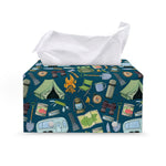 Camping Equipment Pattern Print Leather Tissue Box Cover