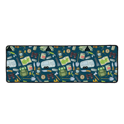Camping Equipment Pattern Print Long Kitchen Mat