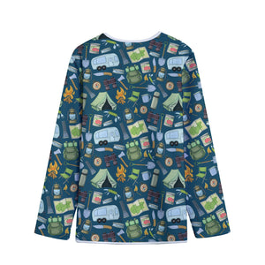 Camping Equipment Pattern Print Long Sleeve Short Coat