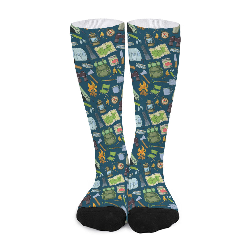 Camping Equipment Pattern Print Long Socks