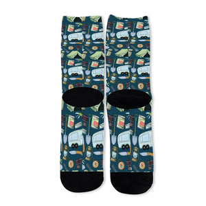 Camping Equipment Pattern Print Long Socks