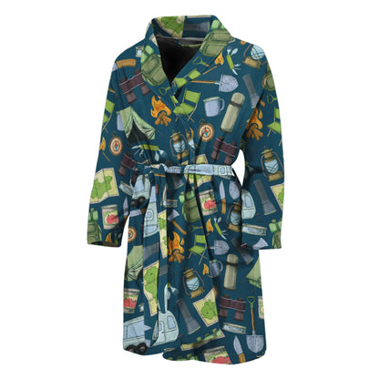 Camping Equipment Pattern Print Men's Bathrobe