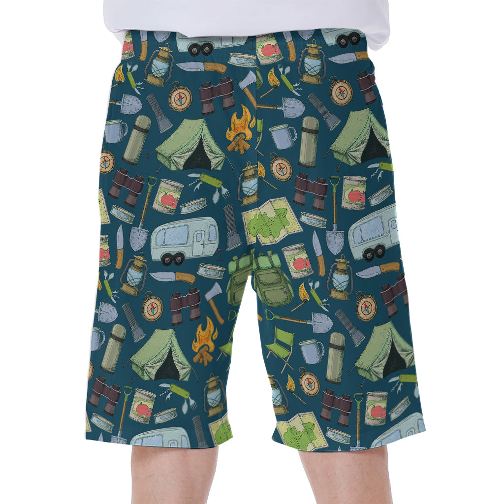 Camping Equipment Pattern Print Men's Beach Shorts