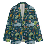 Camping Equipment Pattern Print Men's Blazer