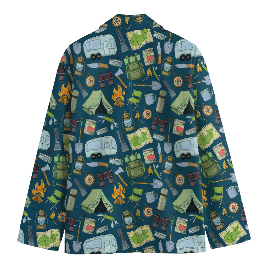 Camping Equipment Pattern Print Men's Blazer