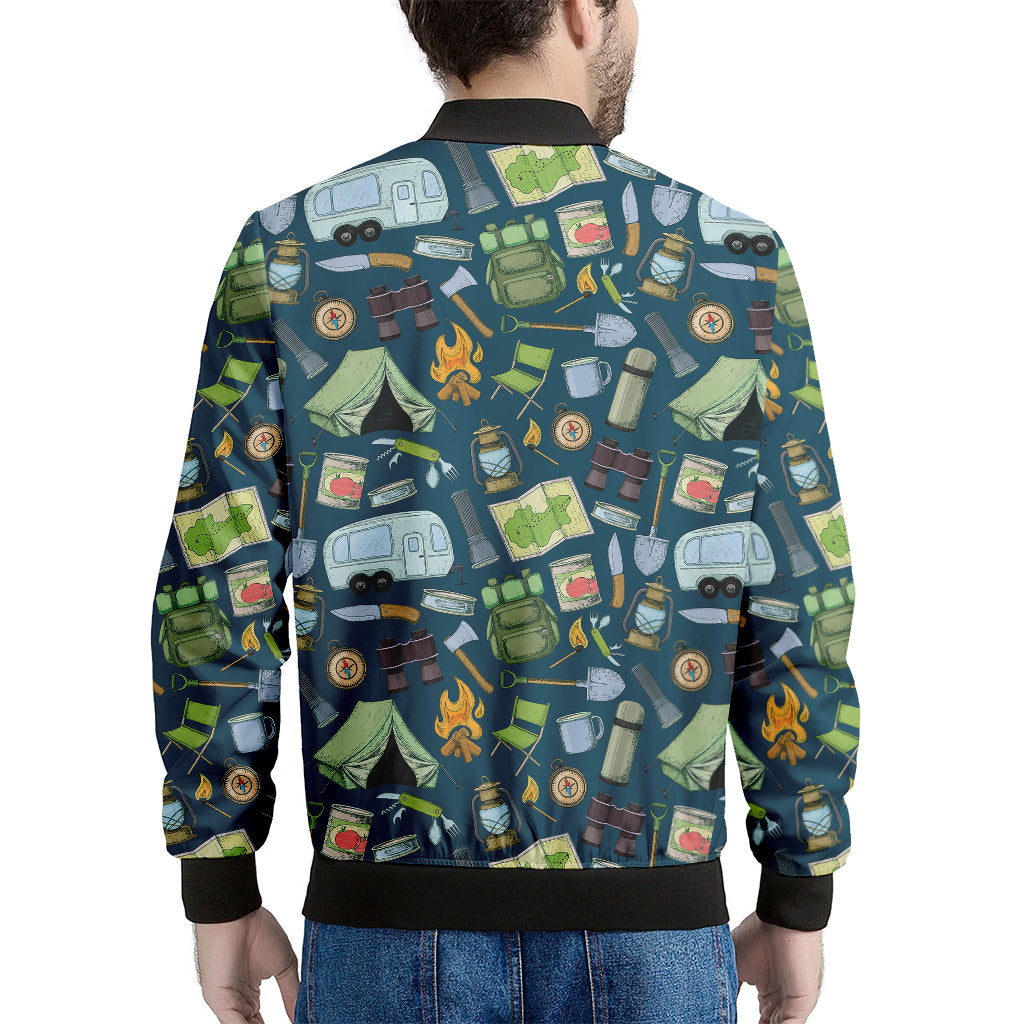 Camping Equipment Pattern Print Men's Bomber Jacket