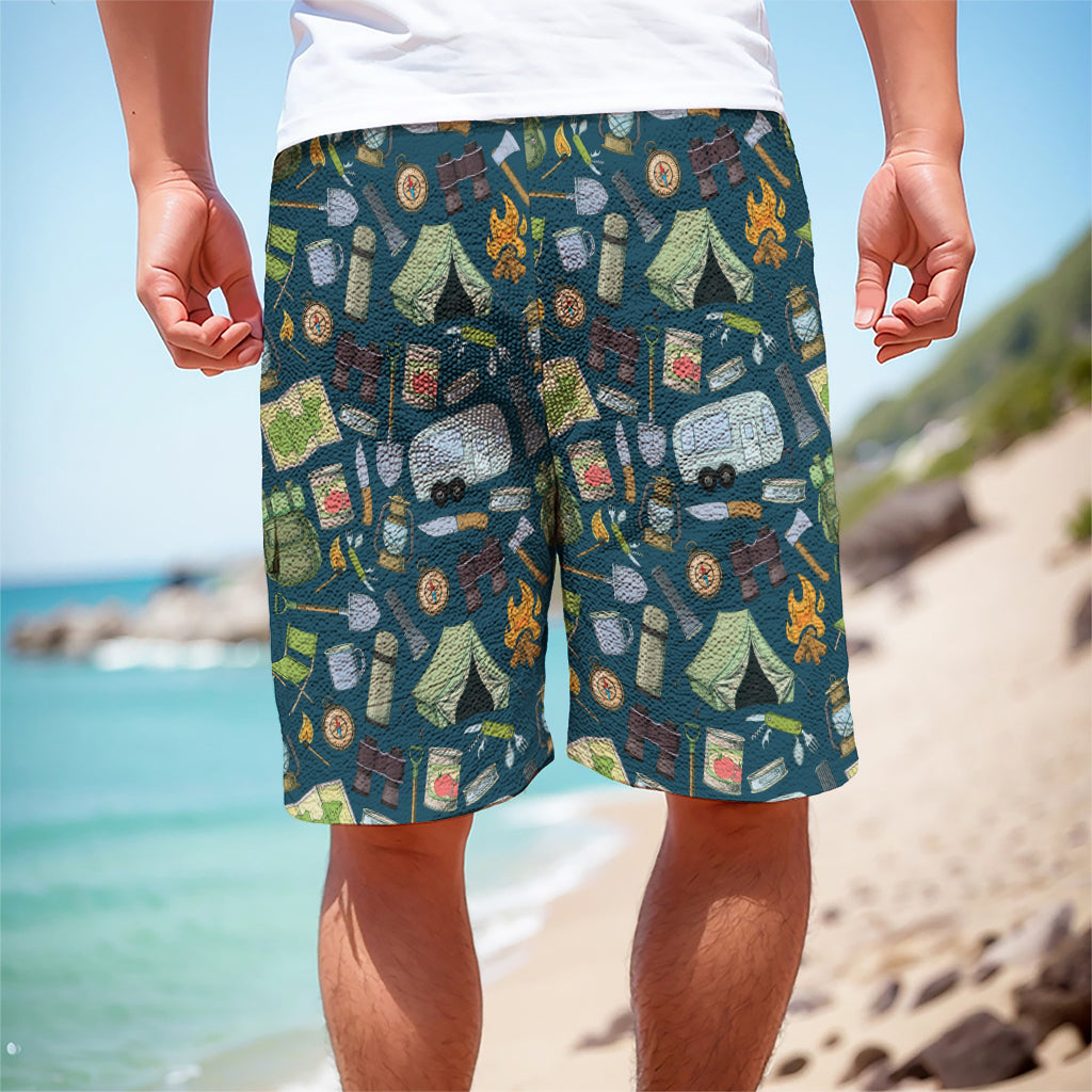 Camping Equipment Pattern Print Men's Cargo Shorts