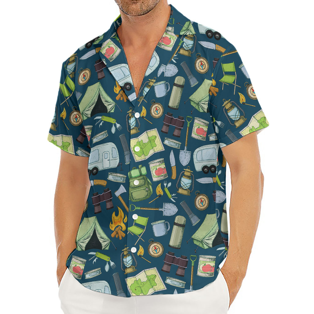 Camping Equipment Pattern Print Men's Deep V-Neck Shirt