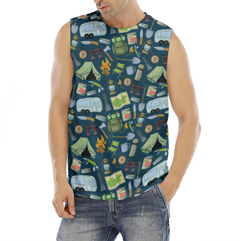 Camping Equipment Pattern Print Men's Fitness Tank Top