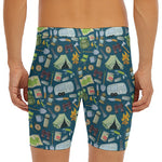 Camping Equipment Pattern Print Men's Long Boxer Briefs