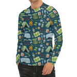 Camping Equipment Pattern Print Men's Long Sleeve Rash Guard