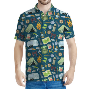 Camping Equipment Pattern Print Men's Polo Shirt