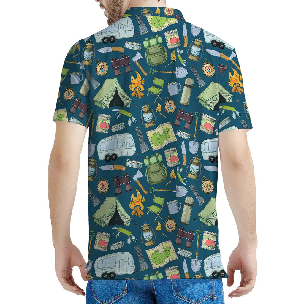 Camping Equipment Pattern Print Men's Polo Shirt