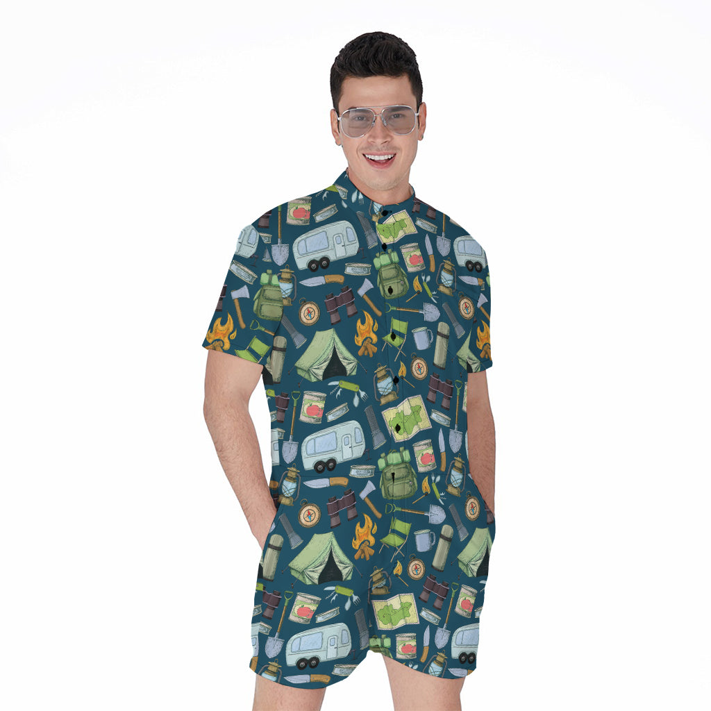 Camping Equipment Pattern Print Men's Rompers