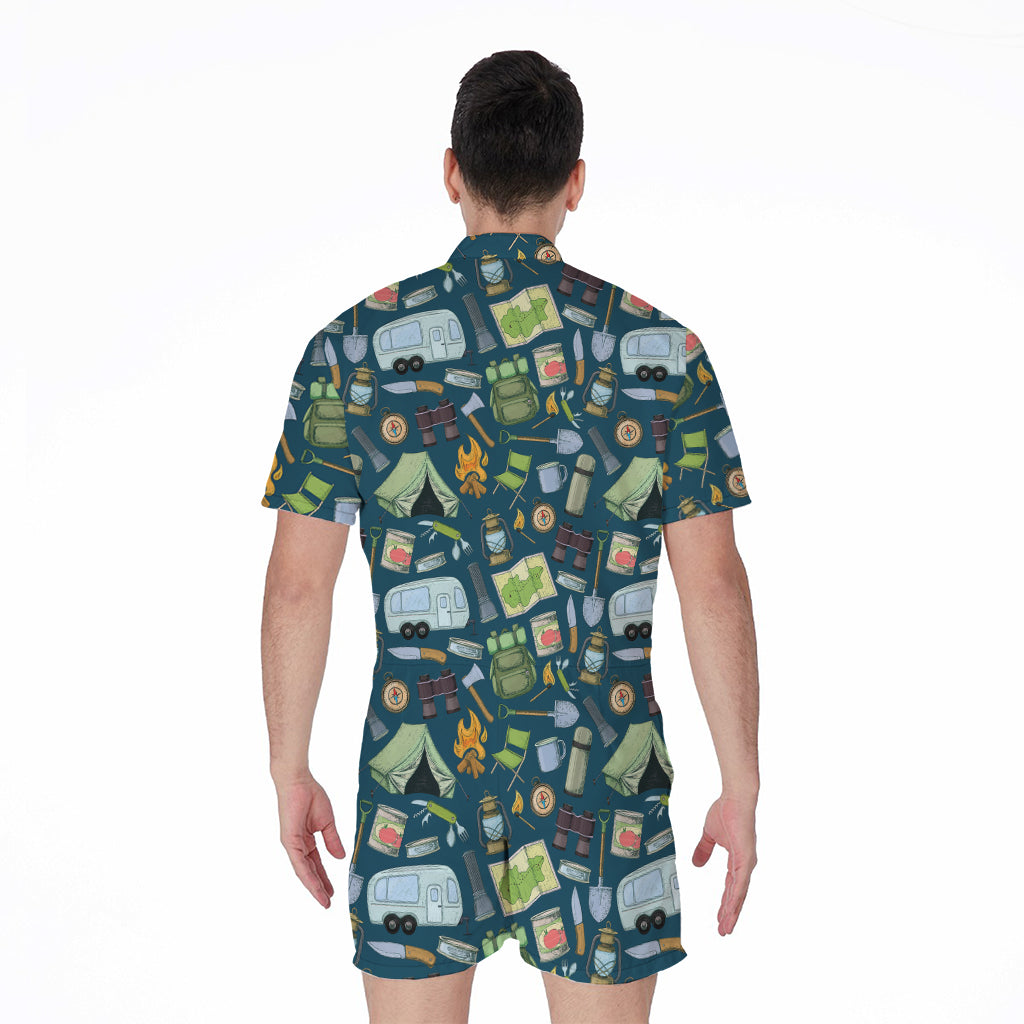 Camping Equipment Pattern Print Men's Rompers