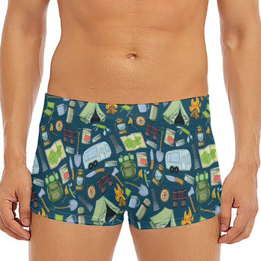 Camping Equipment Pattern Print Men's Short Boxer Briefs