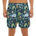 Camping Equipment Pattern Print Men's Split Running Shorts