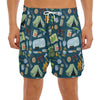 Camping Equipment Pattern Print Men's Split Running Shorts