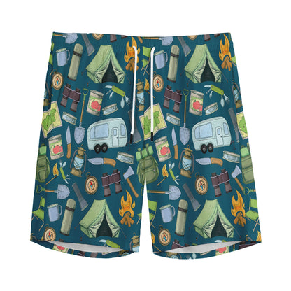 Camping Equipment Pattern Print Men's Sports Shorts