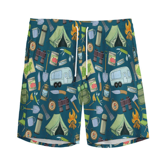 Camping Equipment Pattern Print Men's Sports Shorts