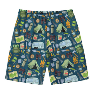 Camping Equipment Pattern Print Men's Swim Trunks