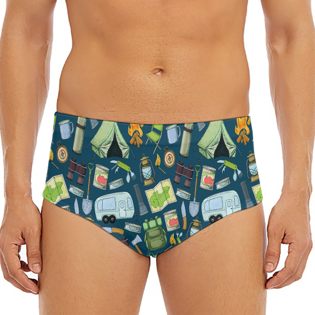 Camping Equipment Pattern Print Men's Triangle Swim Briefs
