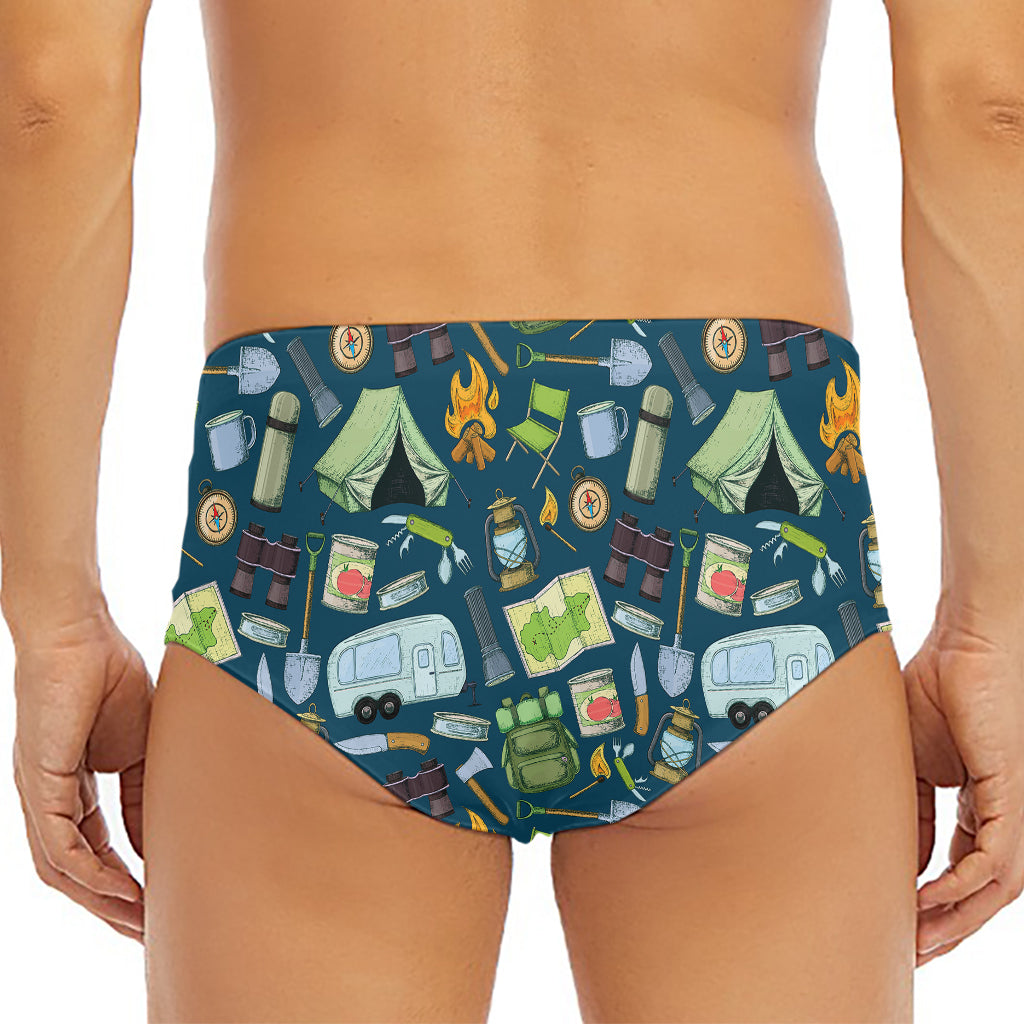 Camping Equipment Pattern Print Men's Triangle Swim Briefs