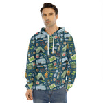 Camping Equipment Pattern Print Men's Velvet Pullover Hoodie