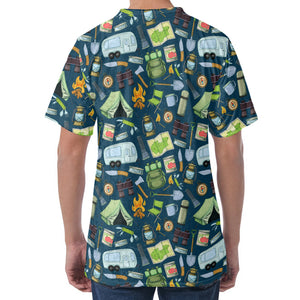 Camping Equipment Pattern Print Men's Velvet T-Shirt