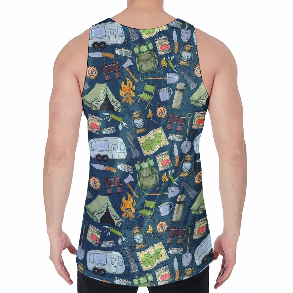 Camping Equipment Pattern Print Men's Velvet Tank Top