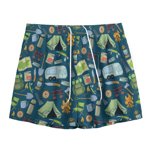 Camping Equipment Pattern Print Mesh Shorts