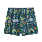 Camping Equipment Pattern Print Mesh Shorts