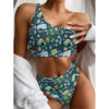 Camping Equipment Pattern Print One Shoulder Bikini Top