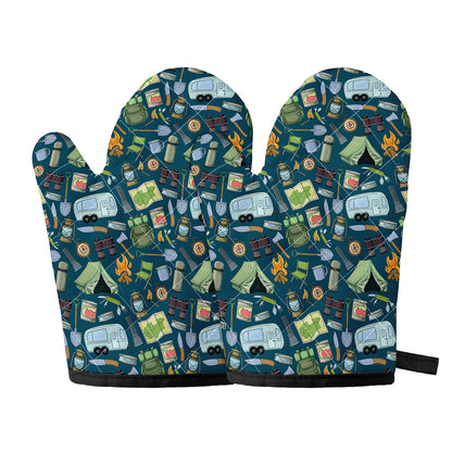 Camping Equipment Pattern Print Oven Mitts