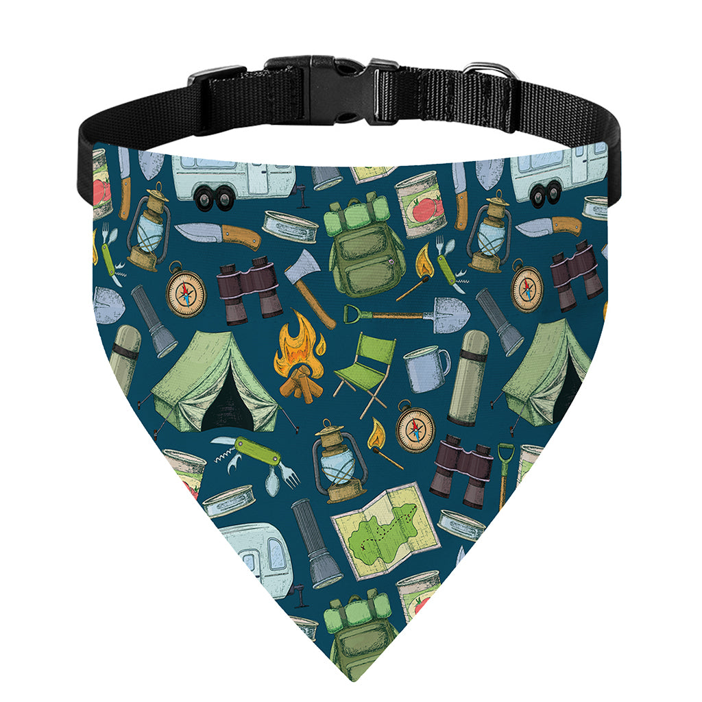 Camping Equipment Pattern Print Over The Collar Dog Bandana