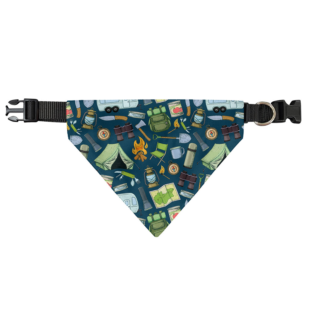 Camping Equipment Pattern Print Over The Collar Dog Bandana
