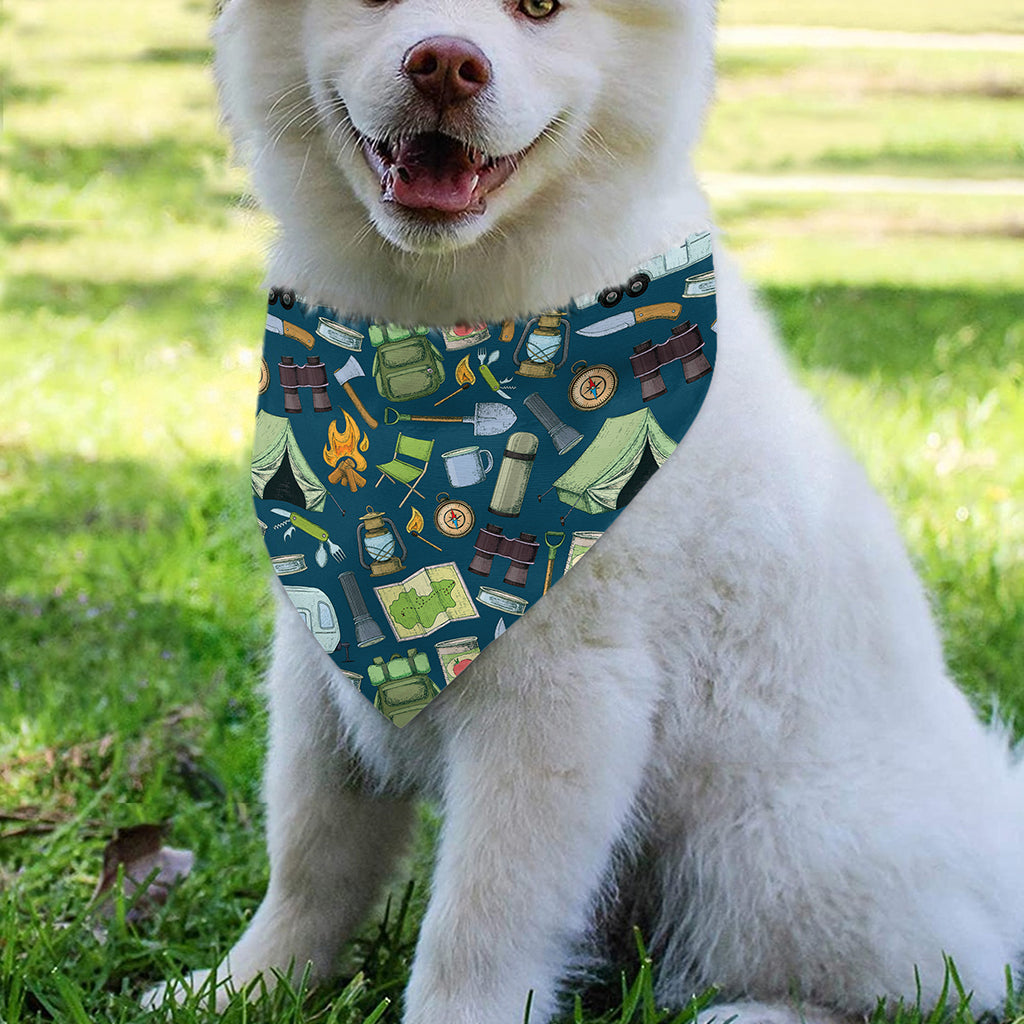 Camping Equipment Pattern Print Over The Collar Dog Bandana