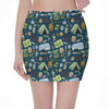 Camping Equipment Pattern Print Pencil Mini Skirt