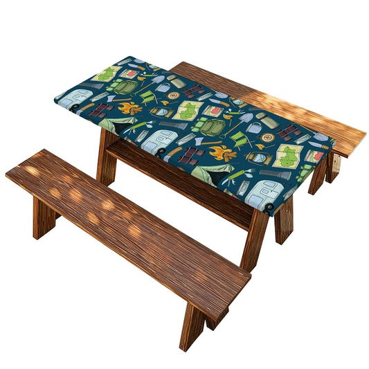 Camping Equipment Pattern Print Picnic Table Cover