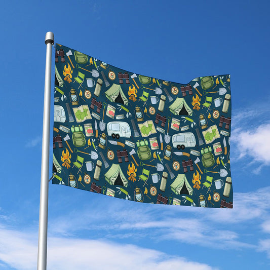 Camping Equipment Pattern Print Polyester Flag